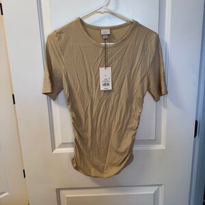 NWT A New Day Tan Cinched Sides Tee Size S